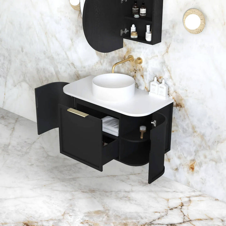 Hampshire Black Curved Wall Hung Vanity