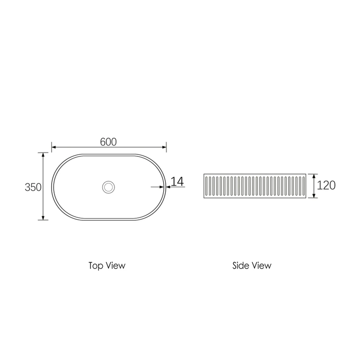 Hudson Concrete Oval Above Counter Basin 600x350mm