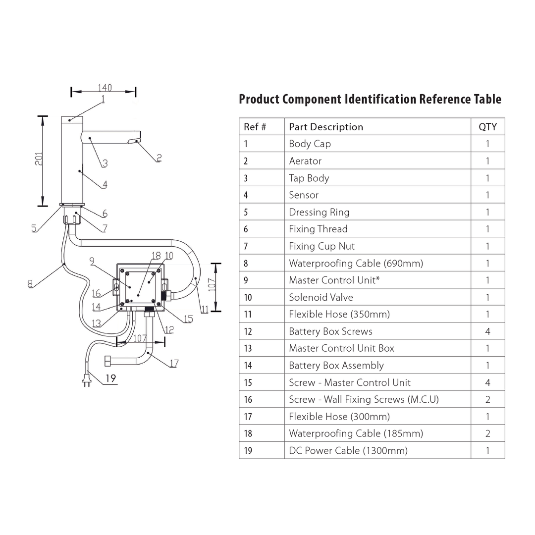 Intelligent Wall Spout Sensor Tap 180mm