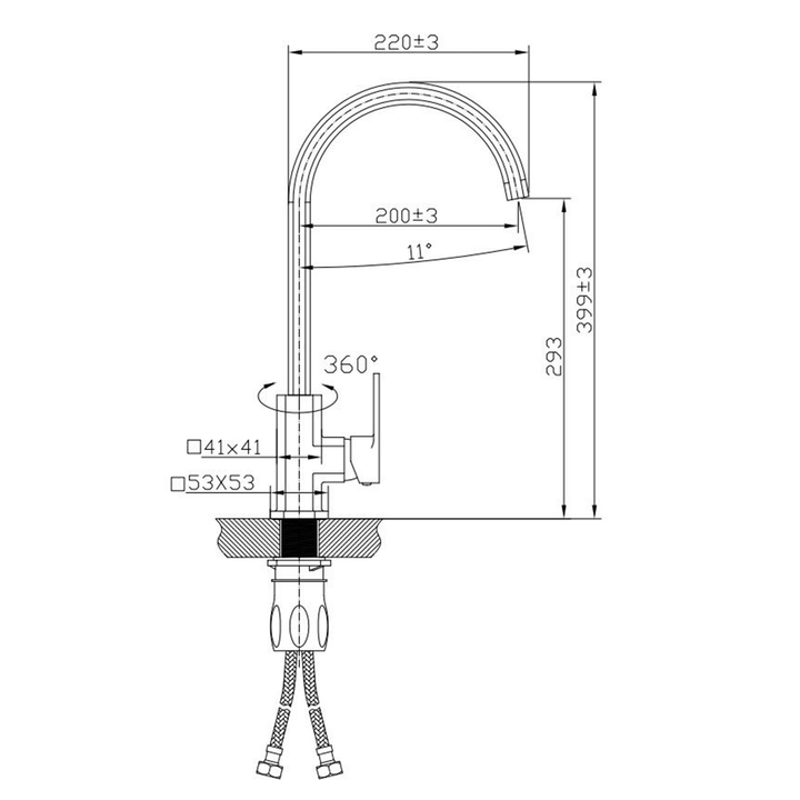 Kasten Square Gooseneck Sink Mixer