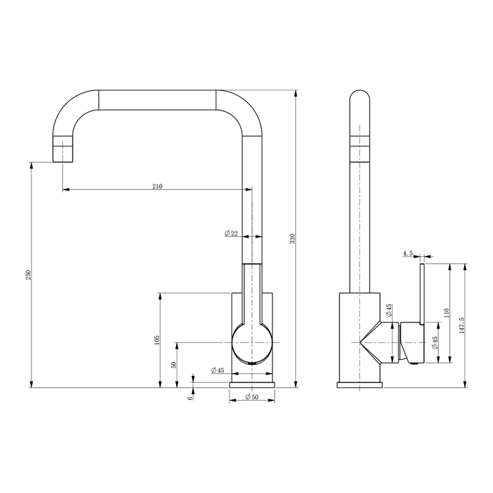 Iris Square Top Sink Mixer