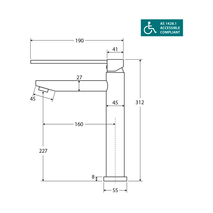 Isabella Disable Care DDA Tall Basin Mixer