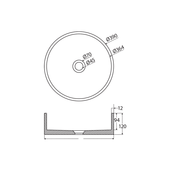 Jada Round Concrete Above Counter Basin 390mm