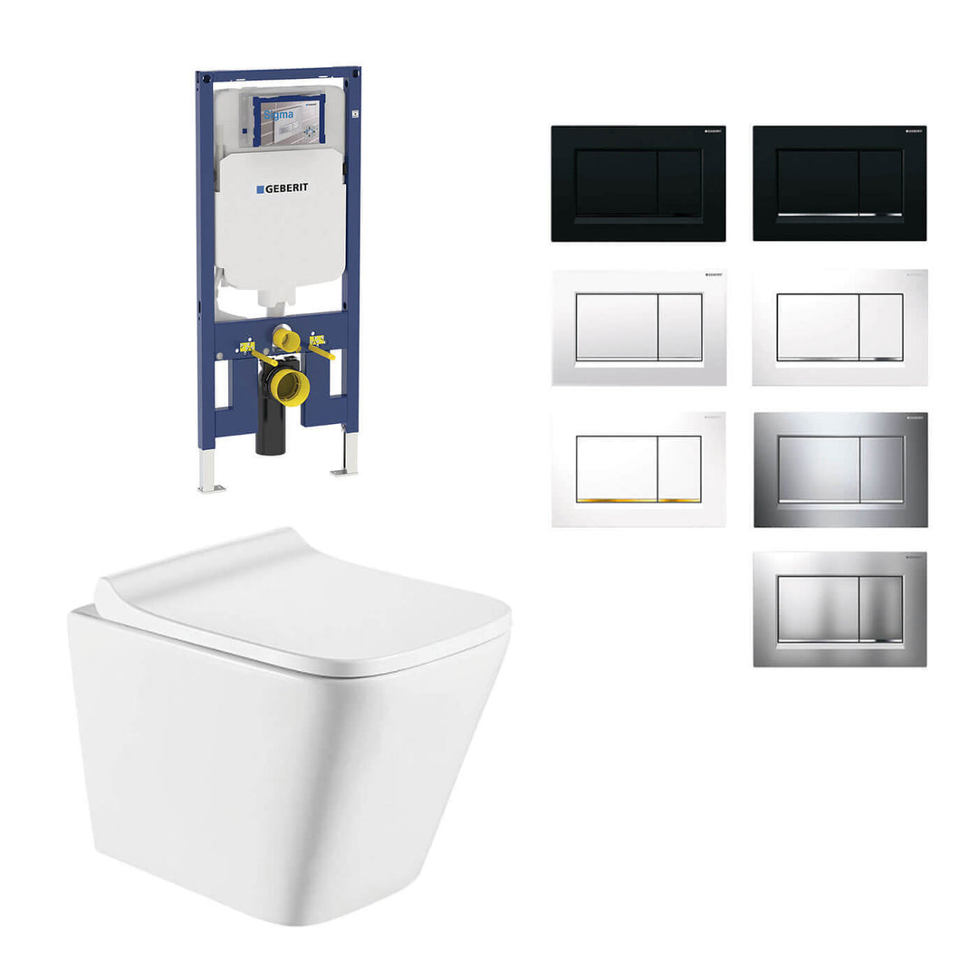 Kansas Wall Hung Rimless Toilet Geberit Sigma 30 Package