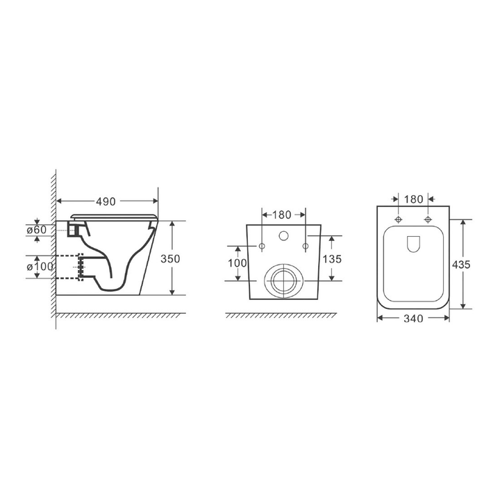 Kansas Wall Hung Rimless Toilet R&T Cistern Package