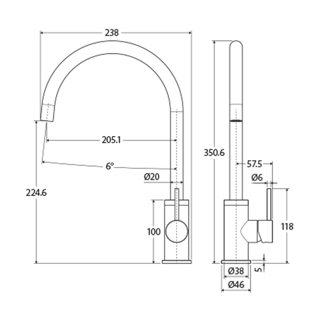 Kaya Pin Handle Gooseneck Sink Mixer