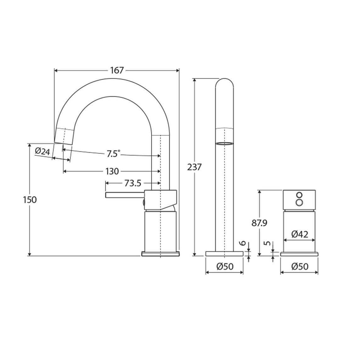 Kaya Gooseneck Hob Mixer Set