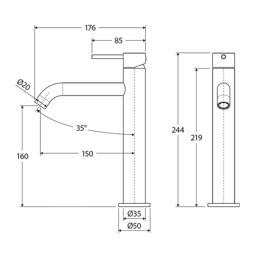 Kaya Mid Rise Pin Handle Basin Mixer