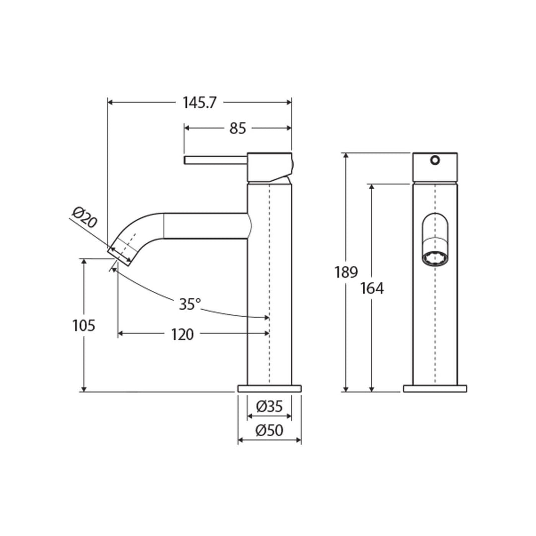 Kaya Short Pin Handle Basin Mixer