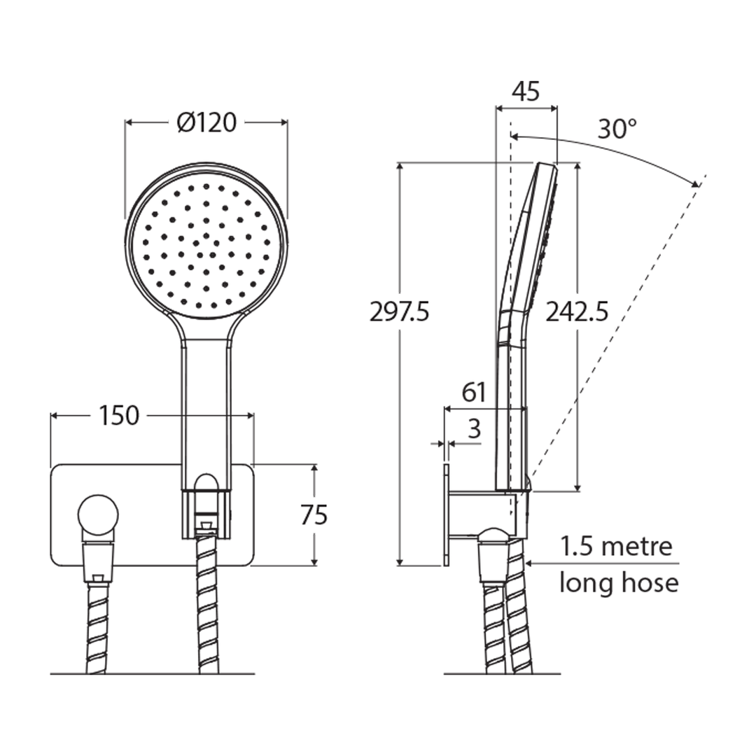 Kaya Shower Handset with Backplate