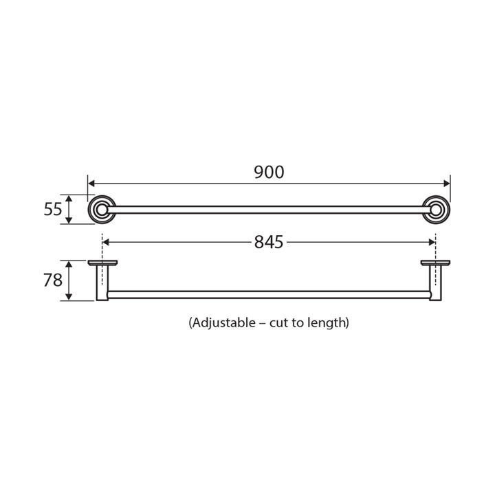 Kaya Single Round Towel Rail 900mm