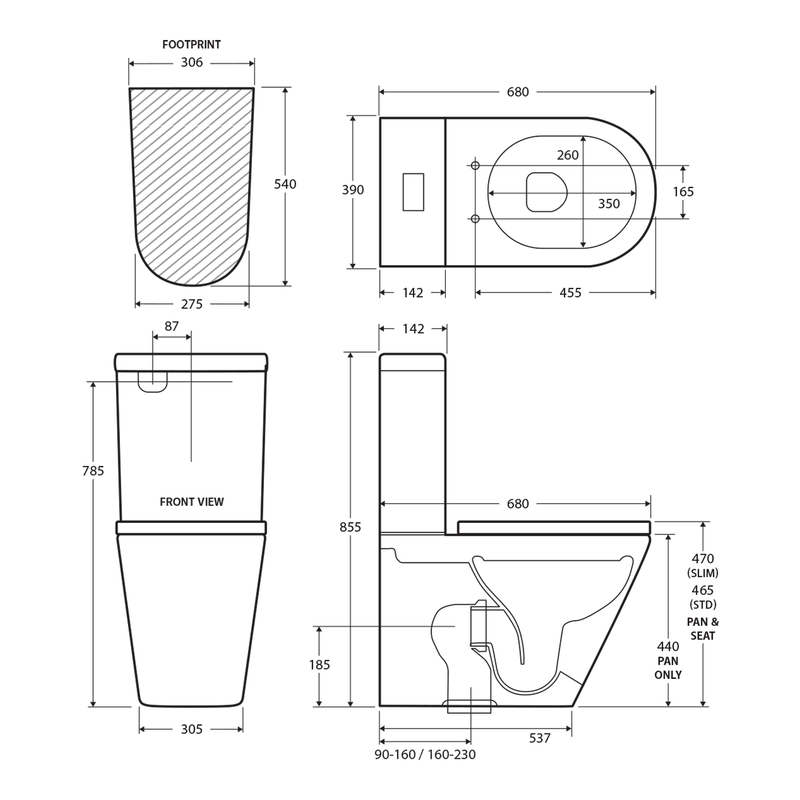 Kaya Extra Height Rimless Tornado Flush Toilet