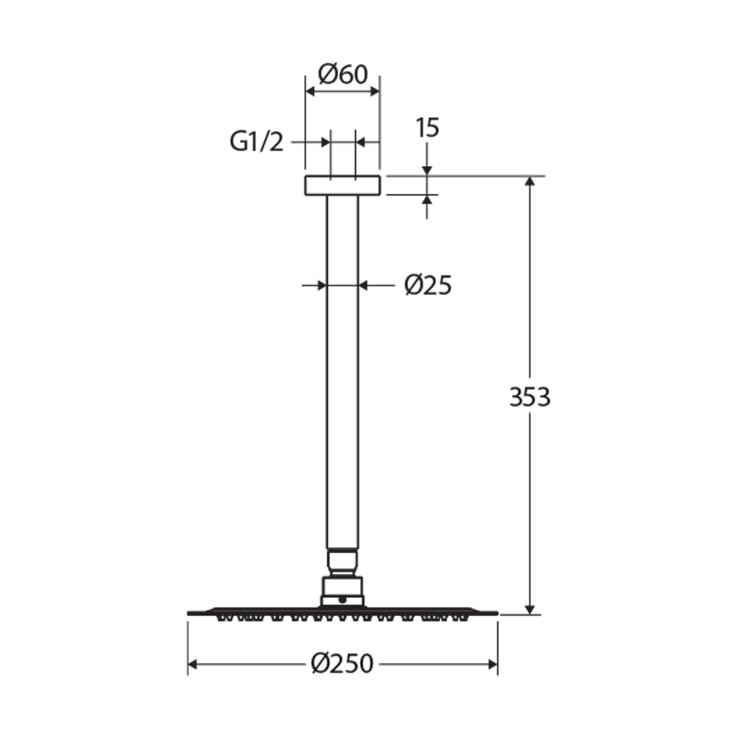 Kaya Vertical Shower Arm with Head Set 250mm