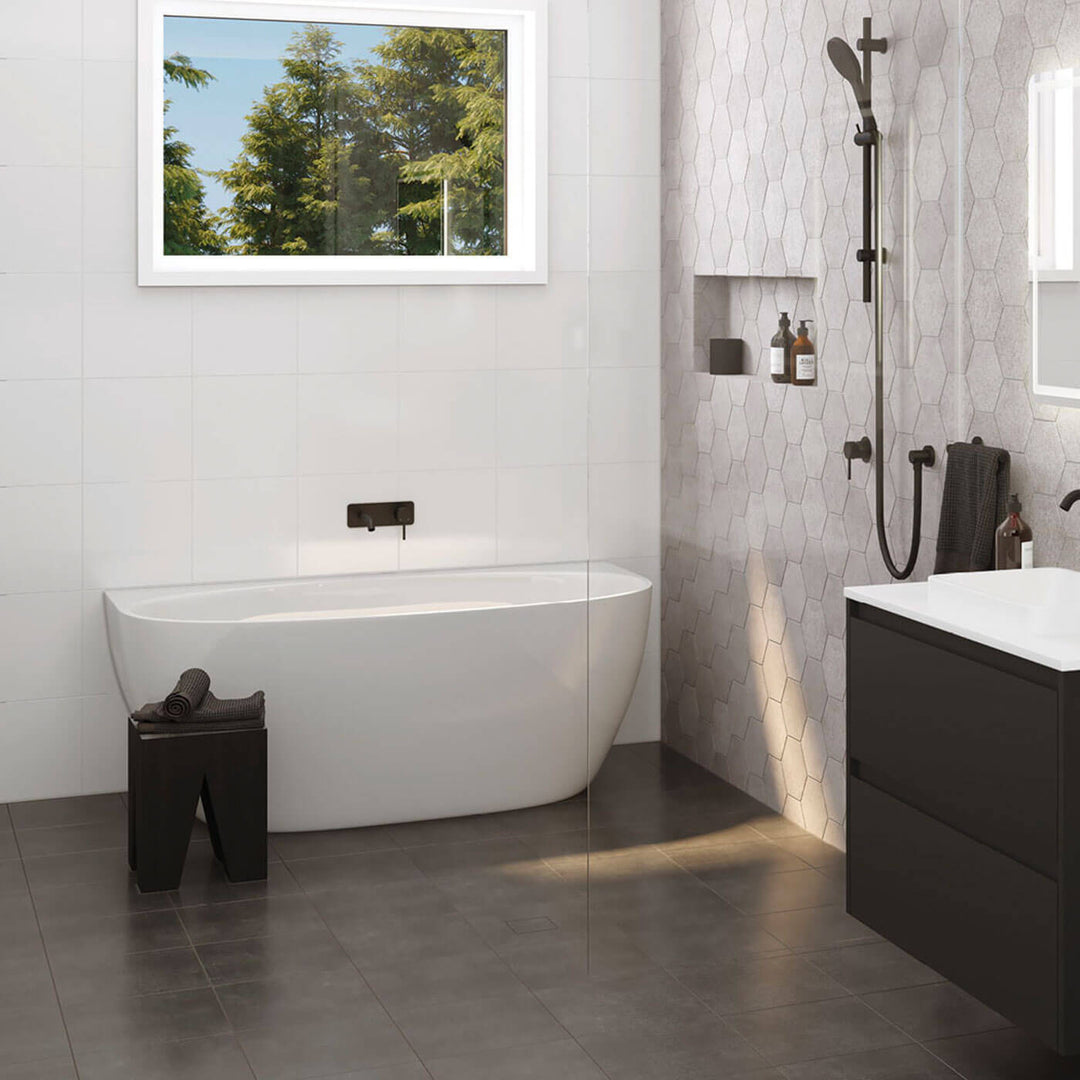 Keeto Back to Wall Bathtub Gloss White 1300-1700mm