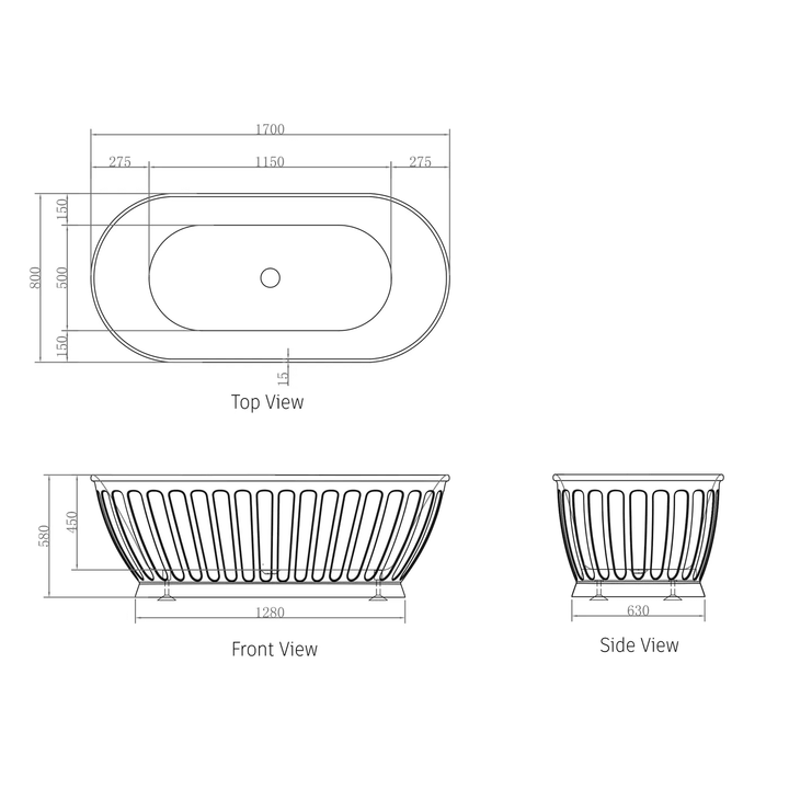 Kensington Federation Freestanding Bathtub 1500-1700mm