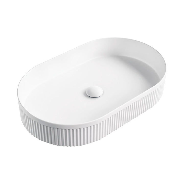 Kira Pill Fluted Above Counter Ribbed Basin 580x360mm