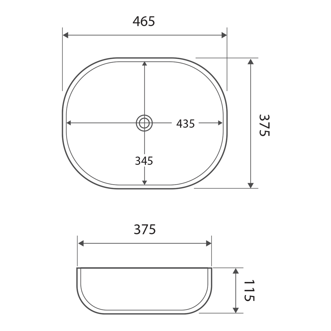 Koko Curved Above Counter Basin 465x375mm