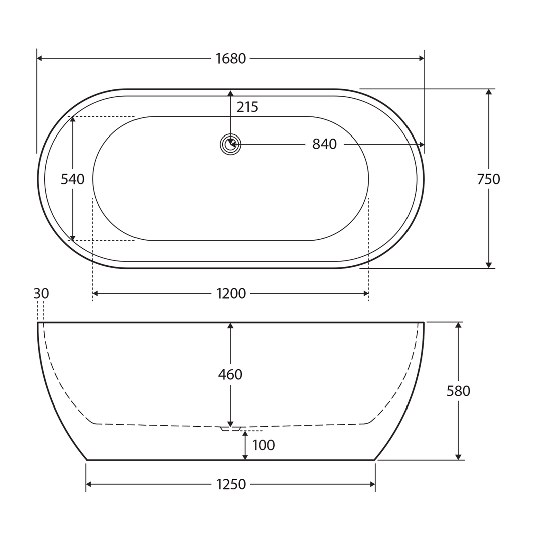 Koko Freestanding Curved Bathtub 1500-1680mm