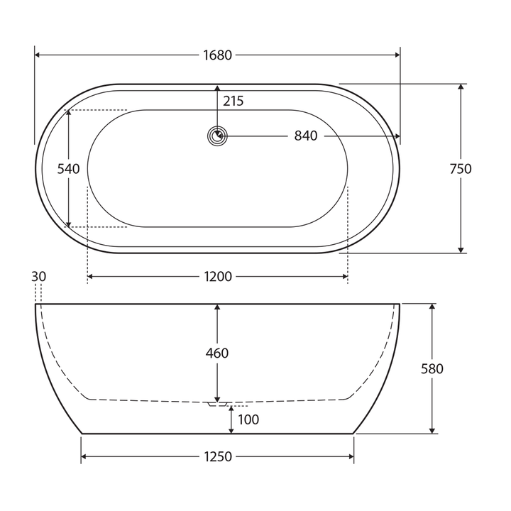 Koko Freestanding Curved Bathtub 1500-1680mm