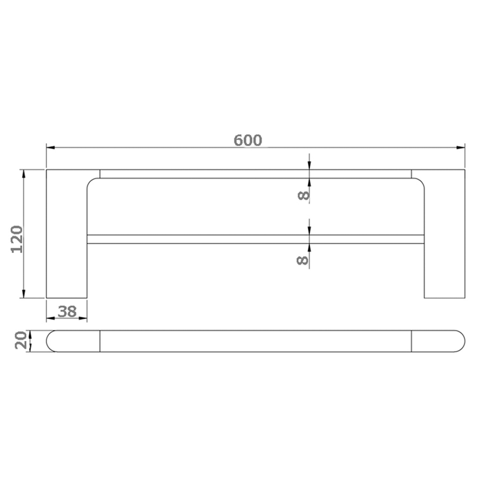 Kompakt Double Towel Rail 600/800mm