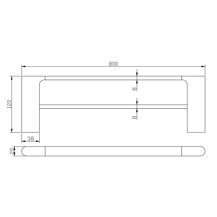 Kompakt Double Towel Rail 600/800mm