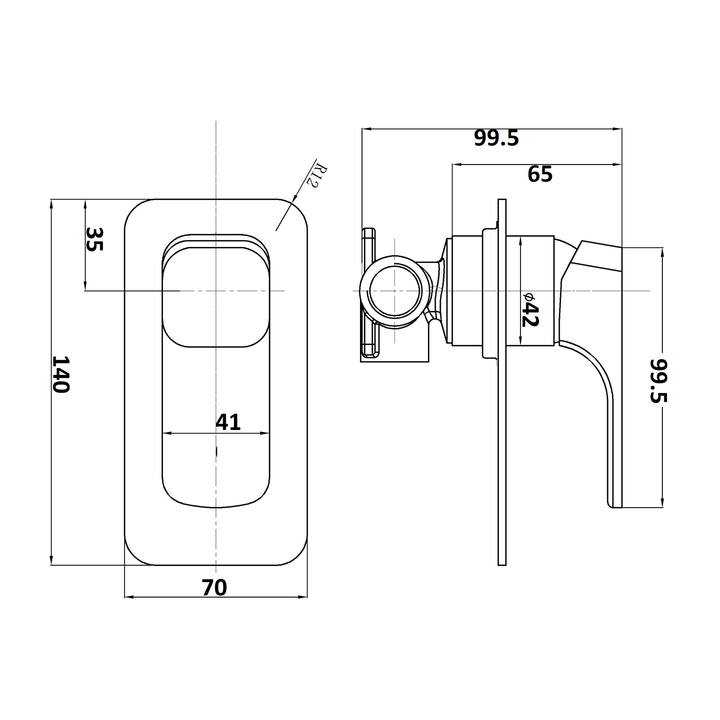 Kompakt Square Shower Wall Mixer