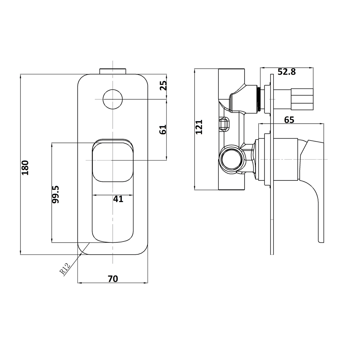 Kompakt Square Shower Wall Mixer with Diverter