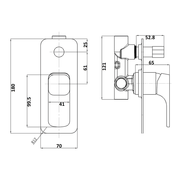 Kompakt Square Shower Wall Mixer with Diverter