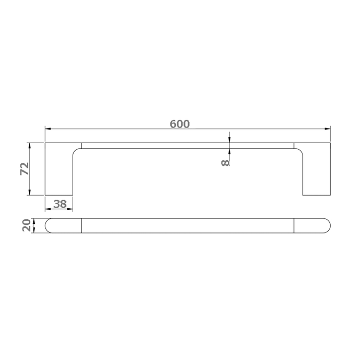 Kompakt Single Towel Rail 600/800mm