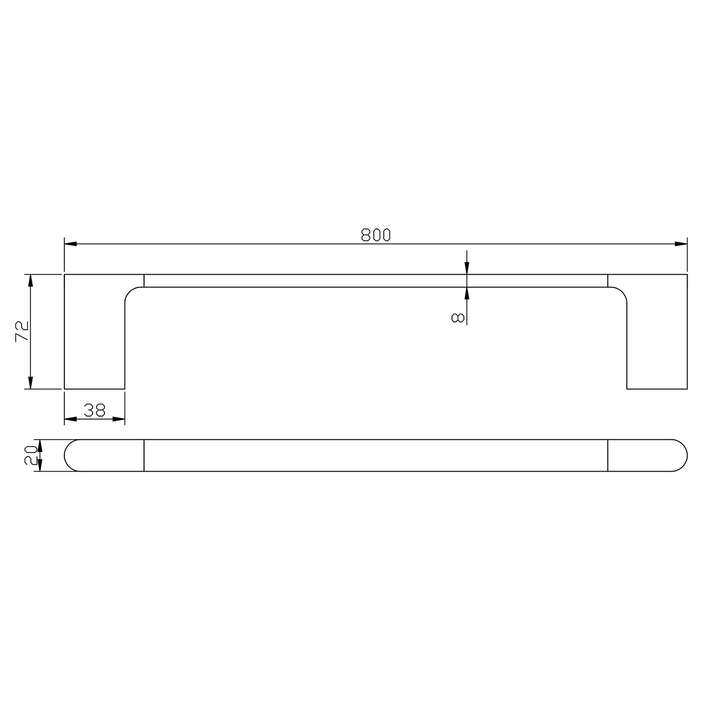 Kompakt Single Towel Rail 600/800mm