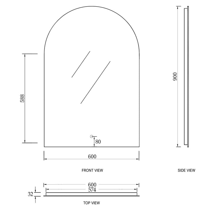 LED Archie Pill Oval Bathroom Anti-Fog Mirror 900x600mm