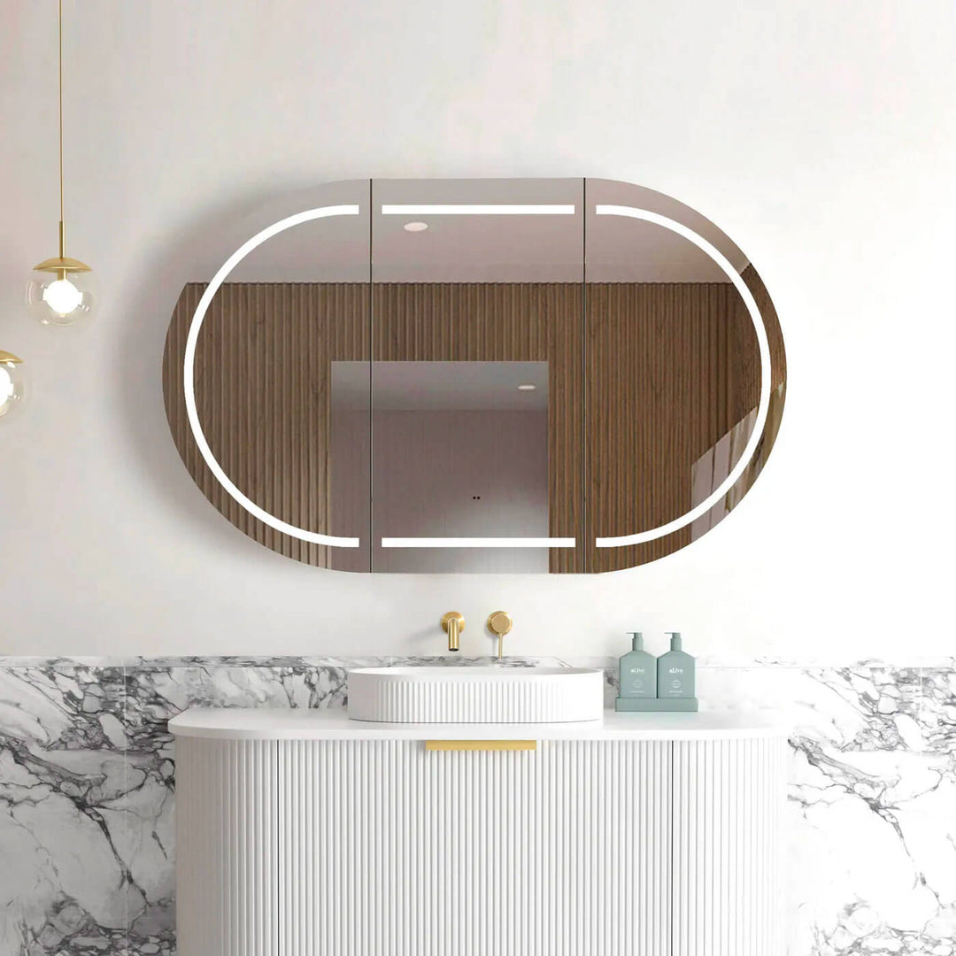 LED Bondi Curved Mirror Shaving Cabinet 900-1800mm