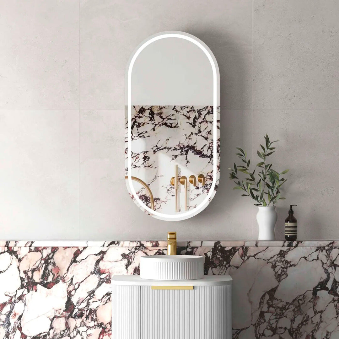 LED Noosa Pill Oval Mirror Shaving Cabinet 900x450mm