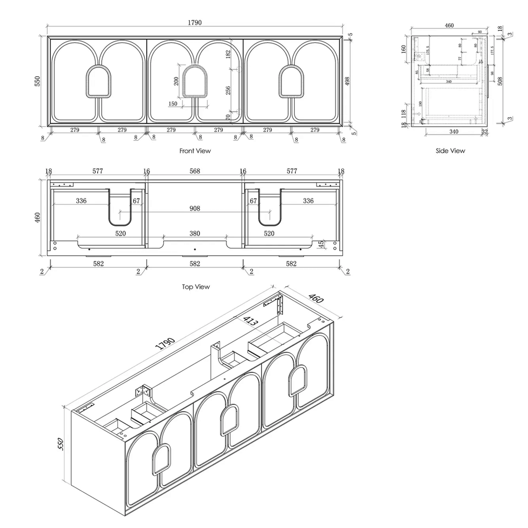 Laguna Black Oak Wall Hung Vanity (600-1800mm)