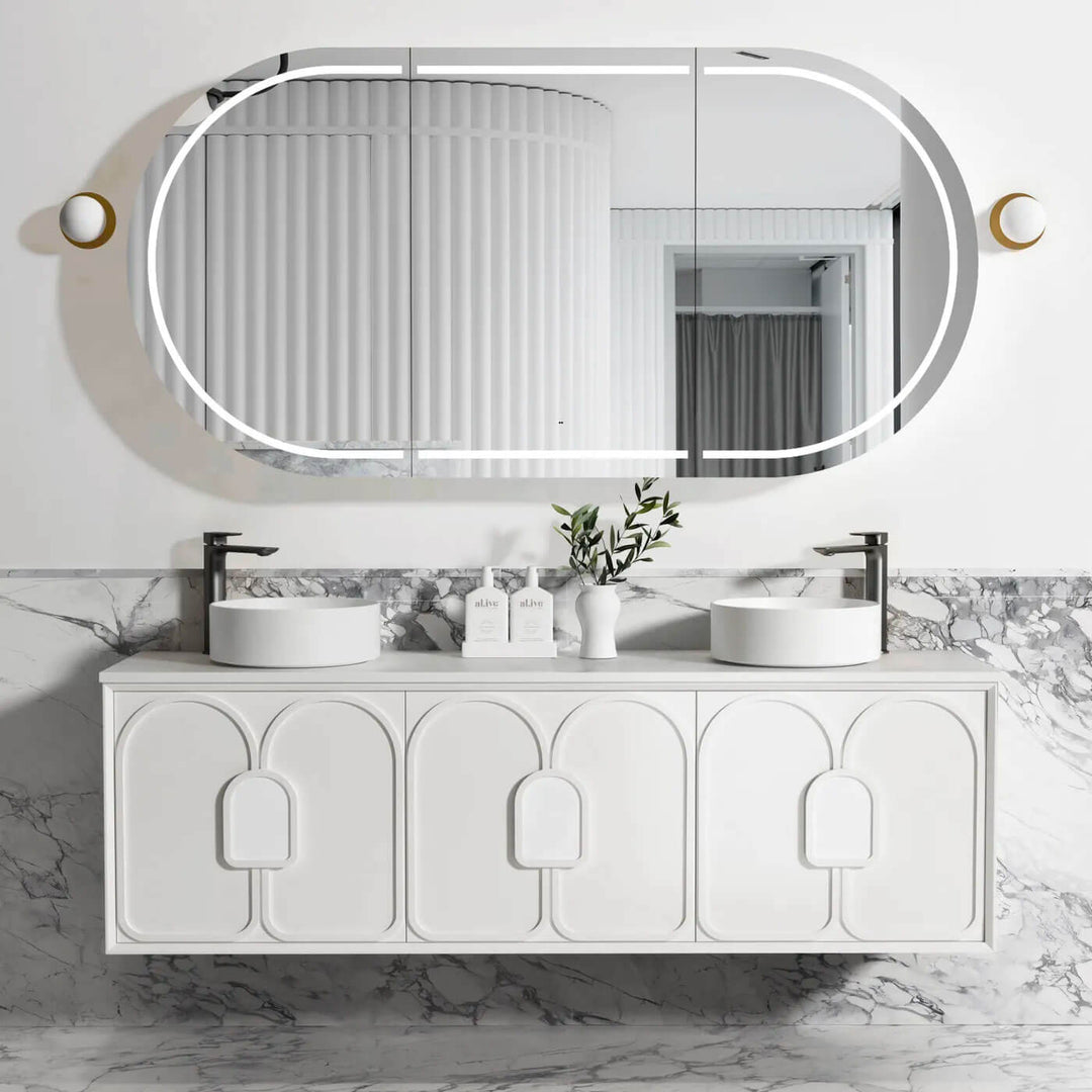 Laguna Satin White Wall Hung Vanity (600-1800mm)