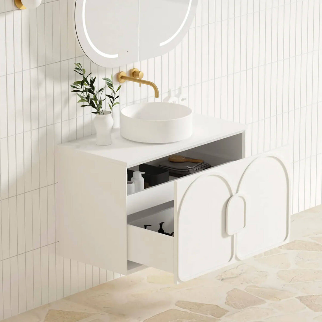 Laguna Satin White Wall Hung Vanity (600-1800mm)