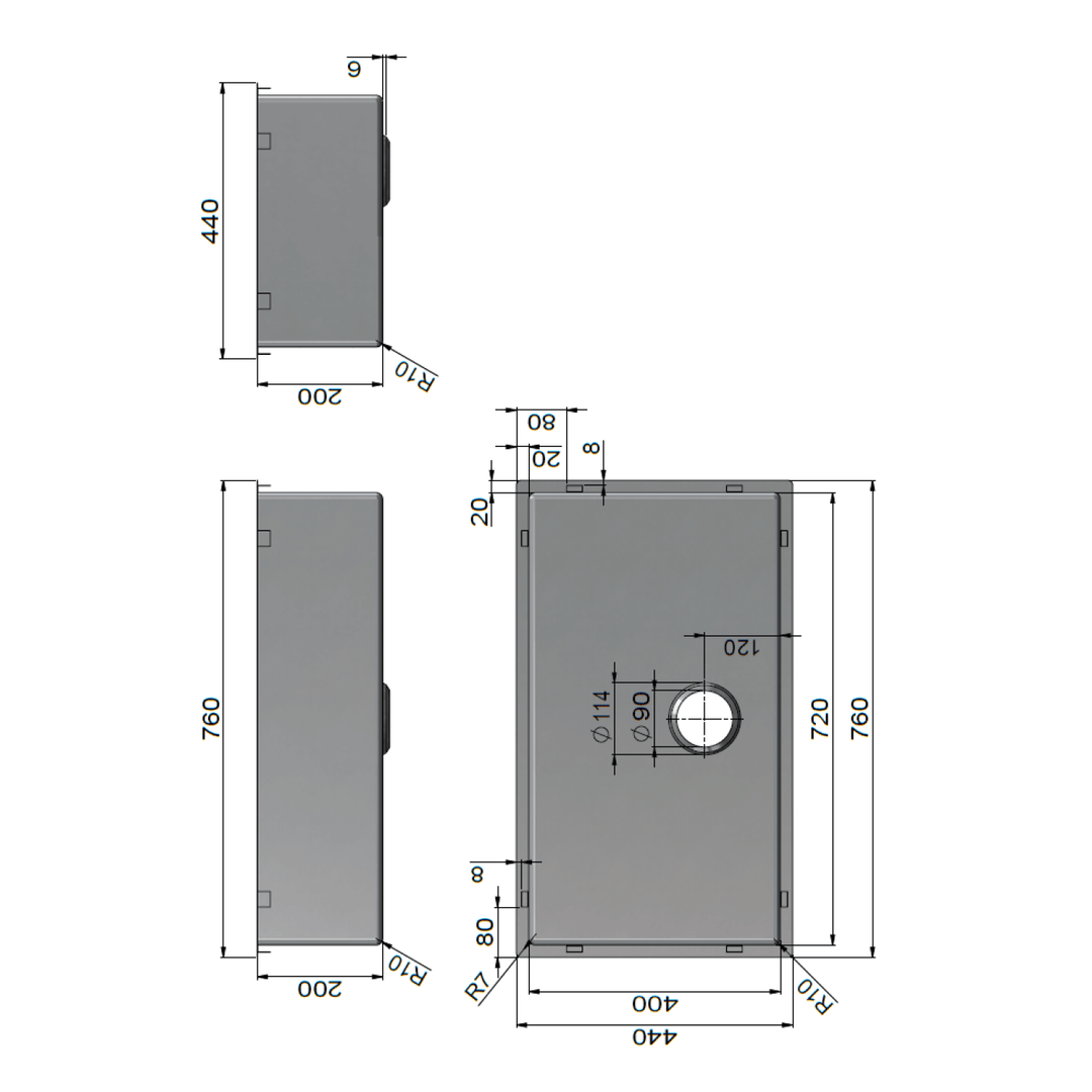 Lavello Wide Single Stainless Steel Sink 760x440x200mm