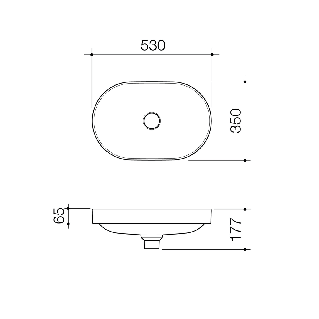 Liano II Oval Inset Basin 530x350mm