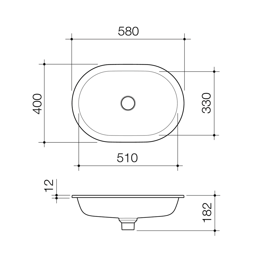 Liano II Oval Undermount Basin 580x400mm