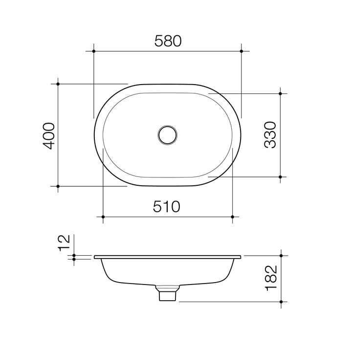 Liano II Oval Undermount Basin 580x400mm