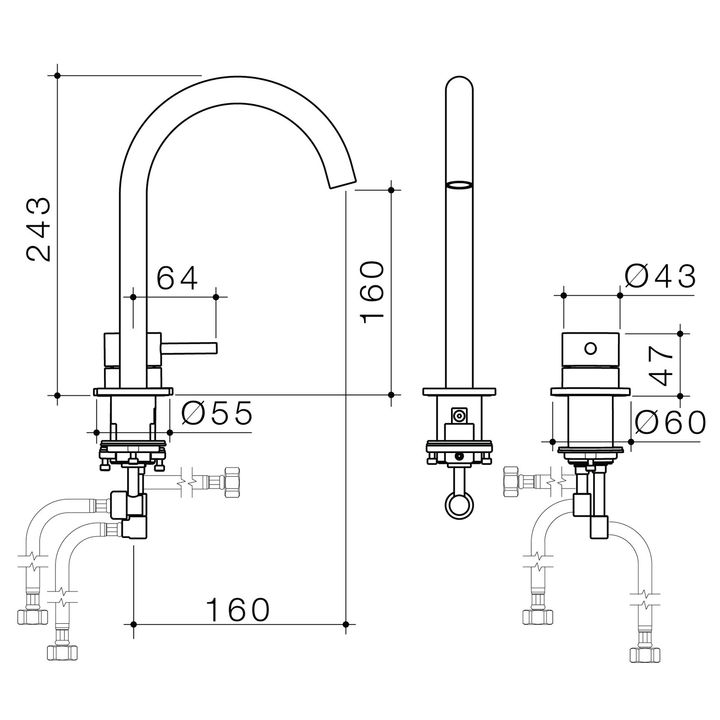 Liano II Hob Basin Mixer Set