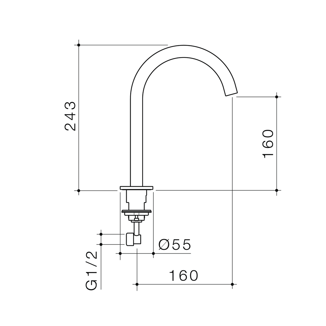 Liano II Gooseneck Hob Spout 160mm