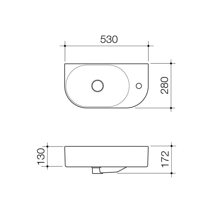 Liano II Wall Hung Basin 530x280mm