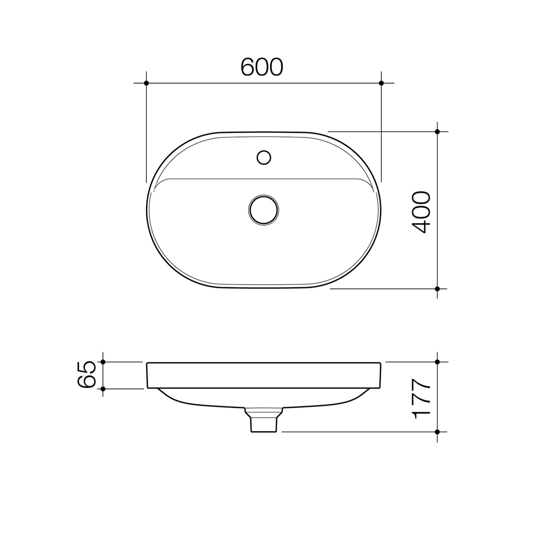 Liano II Oval Inset Basin 600x400mm