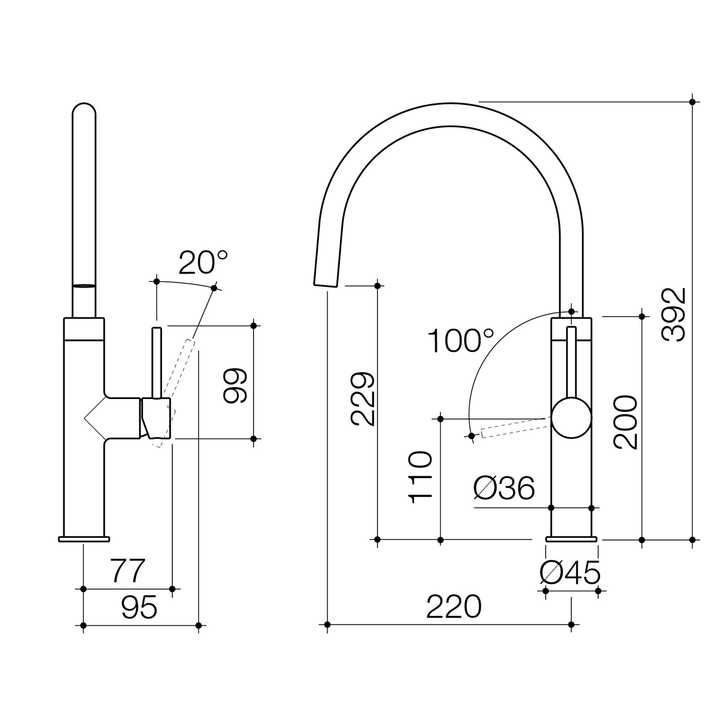 Liano II Gooseneck Sink Mixer