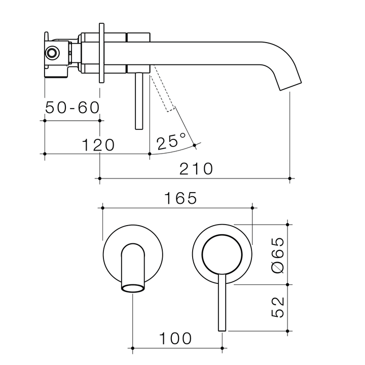 Liano II Round Wall Mixer Spout Set