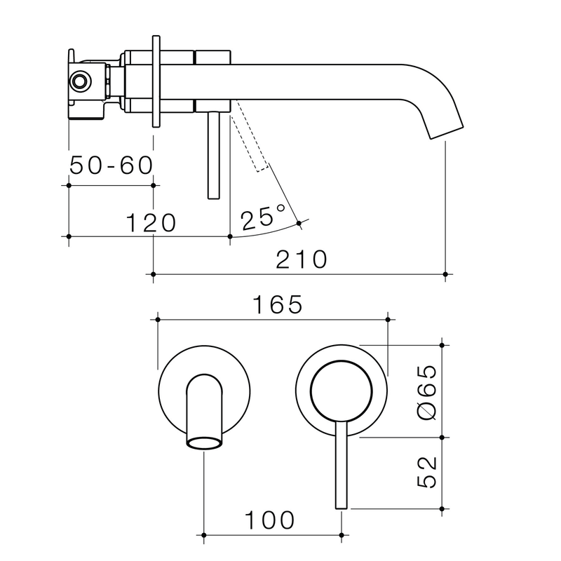 Liano II Round Wall Mixer Spout Set