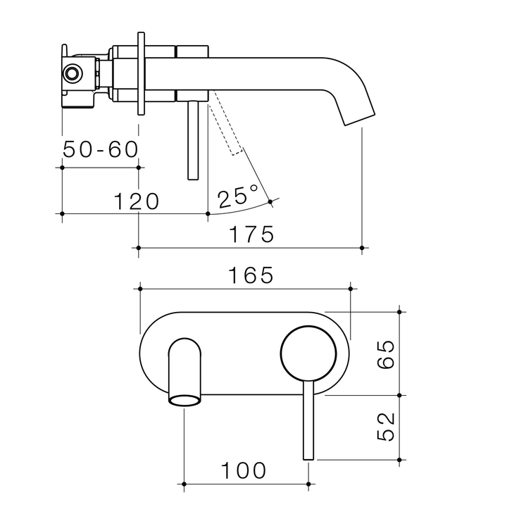 Liano II Wall Mixer Spout Set Single Backplate