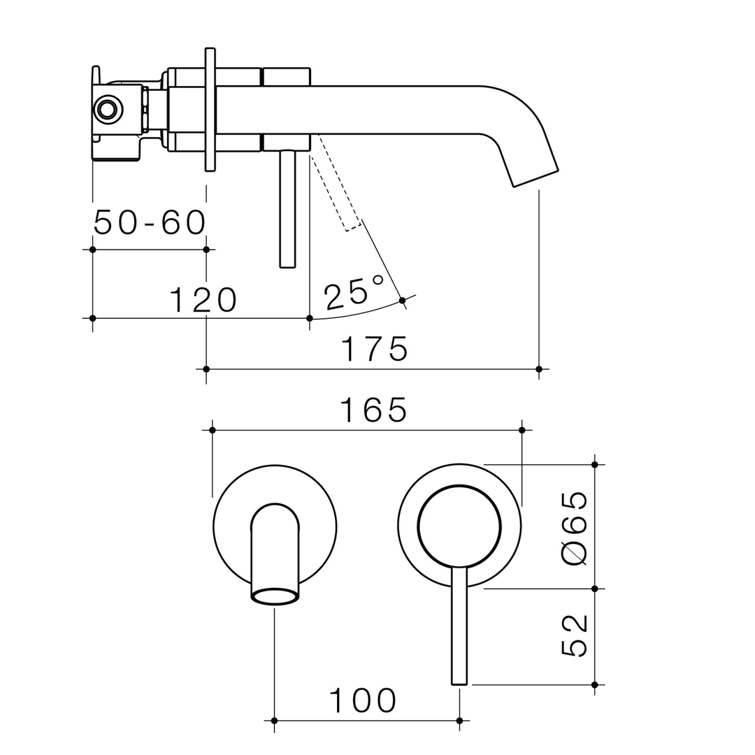 Liano II Round Wall Mixer Spout Set