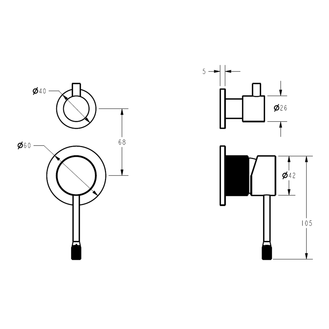 Linie Fluted Diverter Wall Mixer